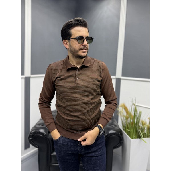 Erkek Rayon Kumaş Polo Yaka Triko Kazak