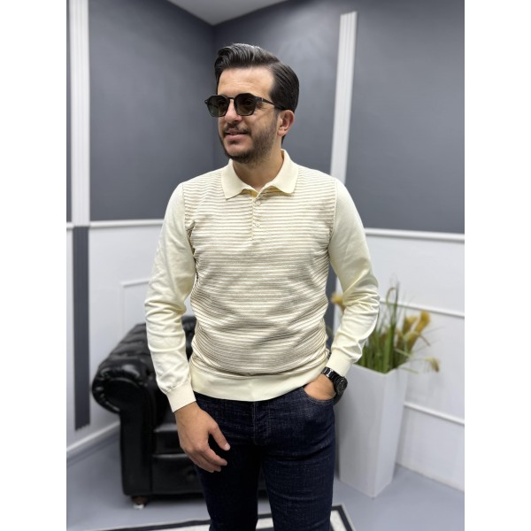 Erkek Rayon Kumaş Polo Yaka Triko Kazak