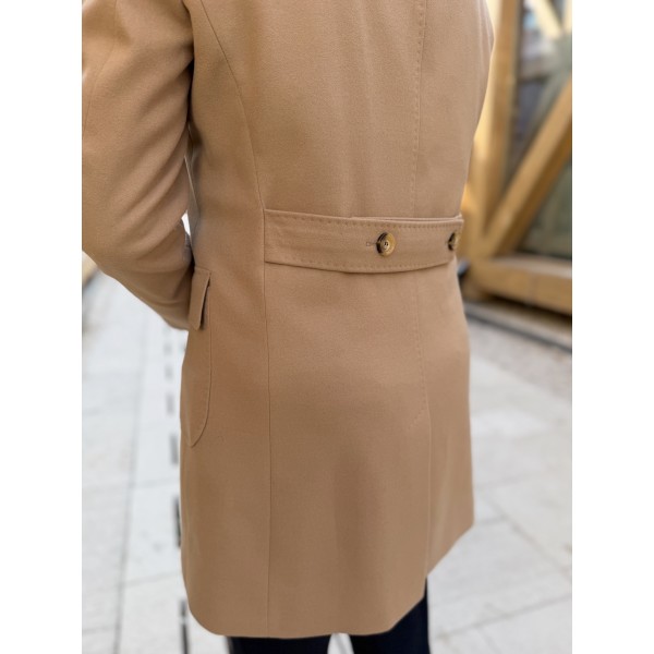 Camel Double Breasted Erkek Kaşe Kaban 
