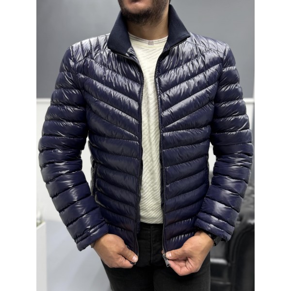 Erkek Parlak Şık Slim Fit Kışlık Şişme Mont