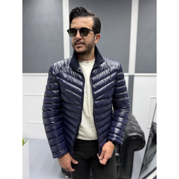 Erkek Parlak Şık Slim Fit Kışlık Şişme Mont