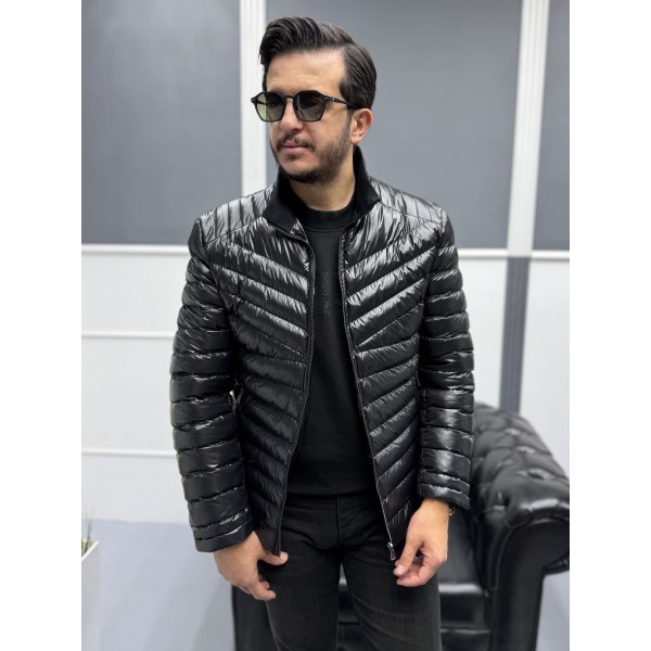 Erkek Parlak Şık Slim Fit Kışlık Şişme Mont
