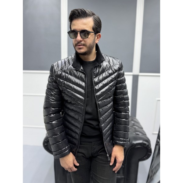 Erkek Parlak Şık Slim Fit Kışlık Şişme Mont