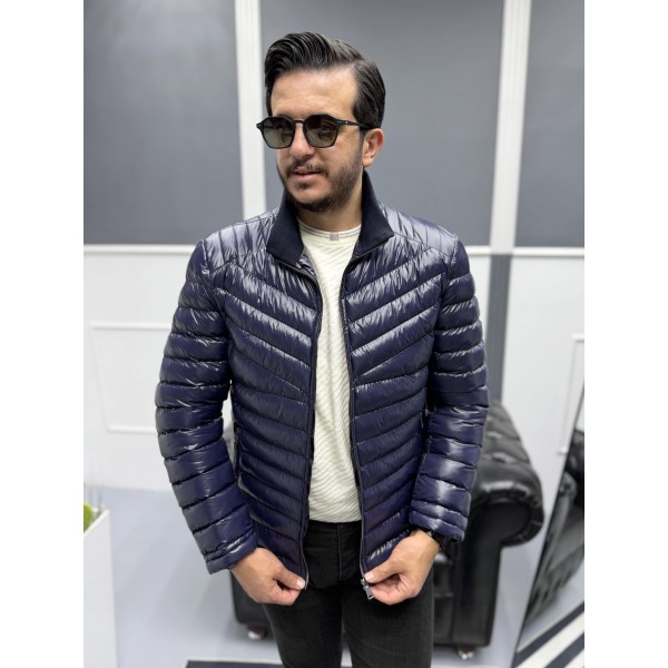 Erkek Parlak Şık Slim Fit Kışlık Şişme Mont
