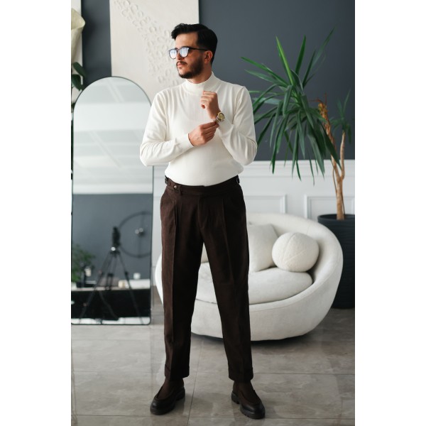 PureSoft Beyaz Yarım Balıkçı Pamuk Kazak