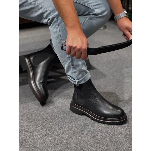 Deri Bot Erkek Ortopedik Kalın Taban