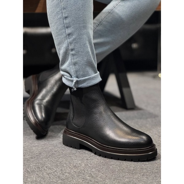 Deri Bot Erkek Ortopedik Kalın Taban