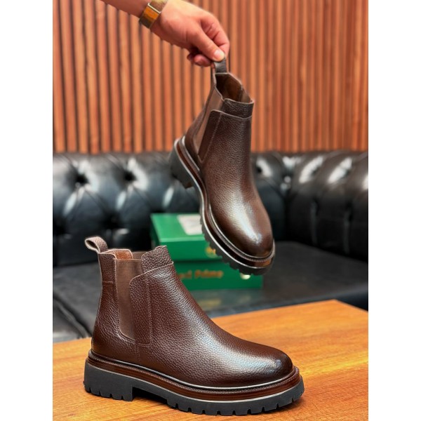 Deri Bot Erkek Ortopedik Kalın Taban