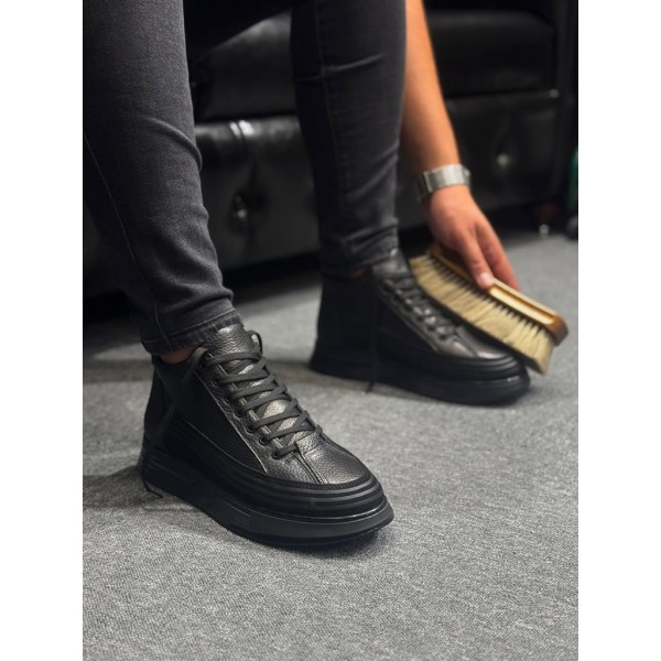 Erkek Siyah Yüksek Taban Sneaker Bot