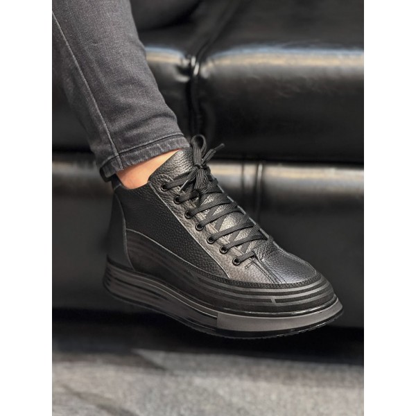 Erkek Siyah Yüksek Taban Sneaker Bot
