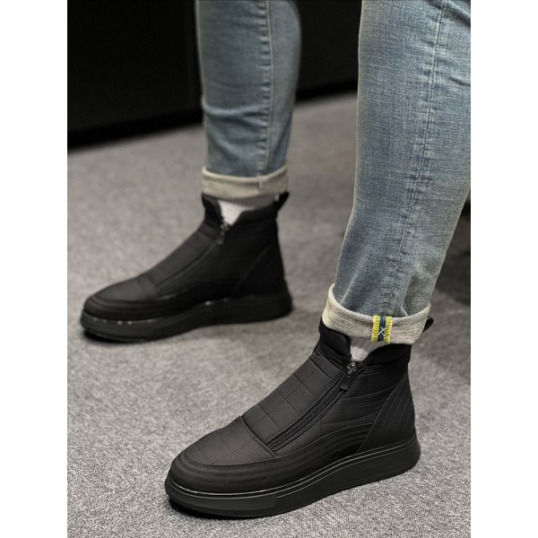 Erkek Siyah Çift Fermuarlı Spor Bot  Su İtici Kumaş