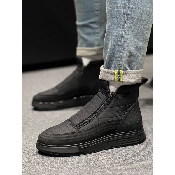 Erkek Siyah Çift Fermuarlı Spor Bot  Su İtici Kumaş