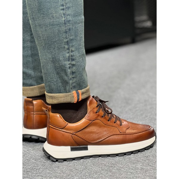 Erkek Casual Deri Sneaker Ortapedik İthal Taban