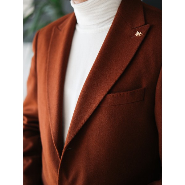 Erkek Şık Klasik Slim Fit Kaşe Kaban 