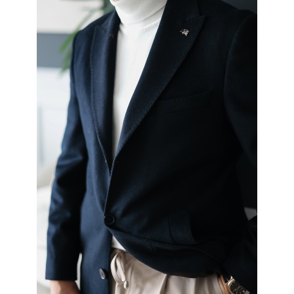 Erkek Şık Klasik Slim Fit Kaşe Kaban 