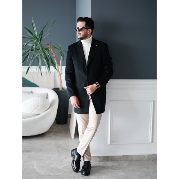 Erkek Şık Klasik Slim Fit Kaşe Kaban 
