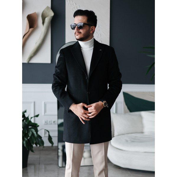 Erkek Şık Klasik Slim Fit Kaşe Kaban 