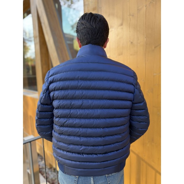 Erkek Lacivert Hafif Dolgu Slim Fit Sisme Mont