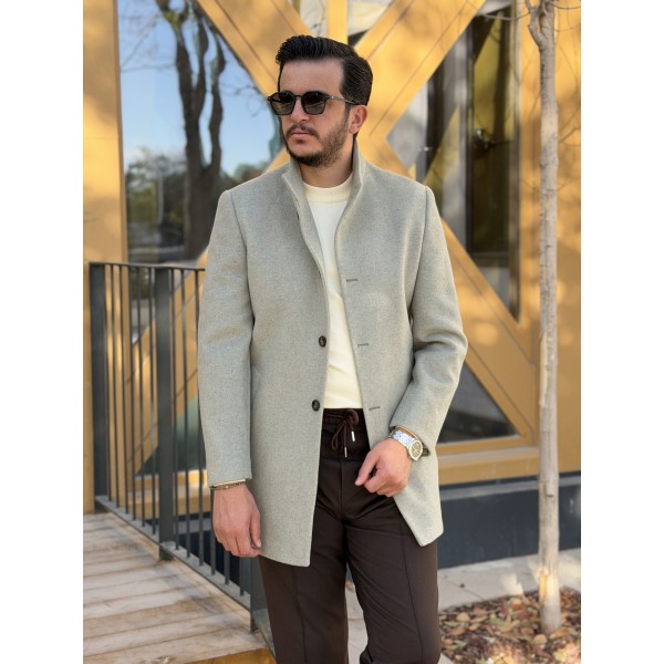 Erkek Classic Slim Fit Kaşe Kaban 