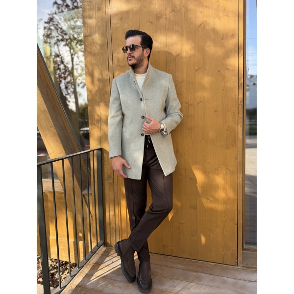 Erkek Classic Slim Fit Kaşe Kaban 