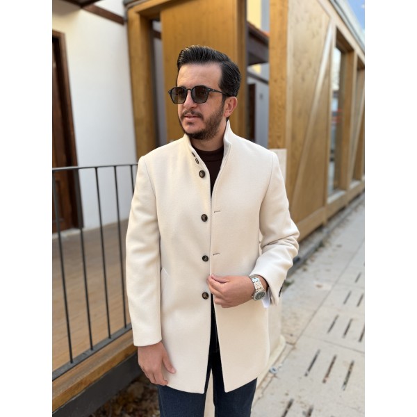 Erkek Classic Slim Fit Kaşe Kaban 