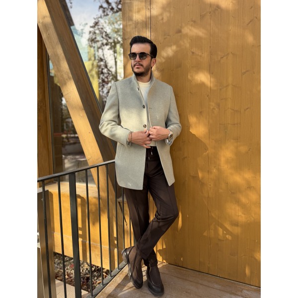 Erkek Classic Slim Fit Kaşe Kaban 