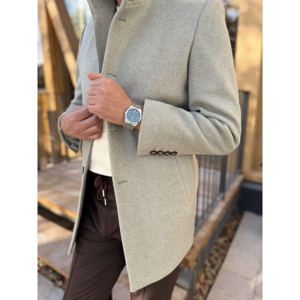 Erkek Classic Slim Fit Kaşe Kaban 