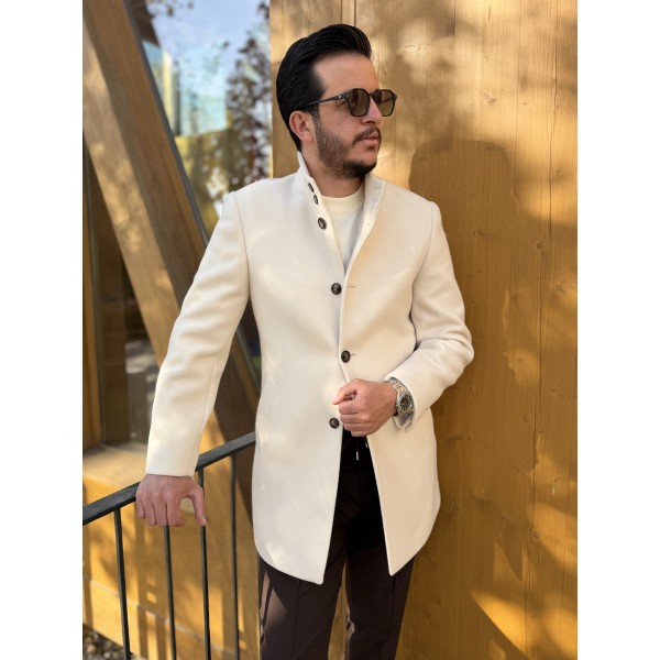 Erkek Classic Slim Fit Kaşe Kaban 