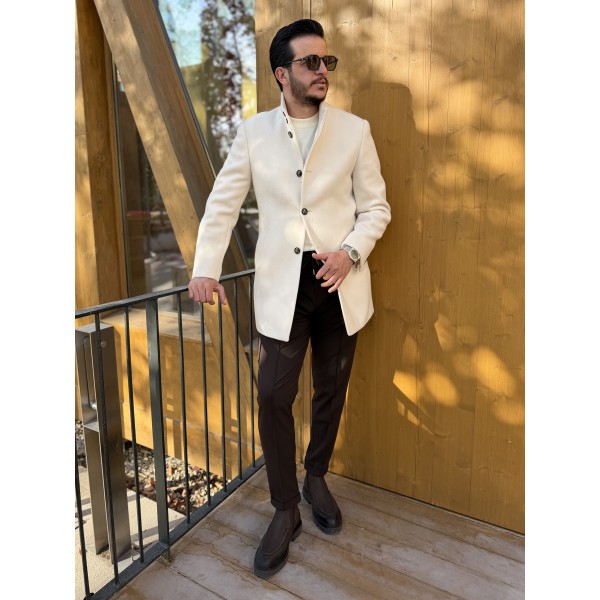 Erkek Classic Slim Fit Kaşe Kaban 
