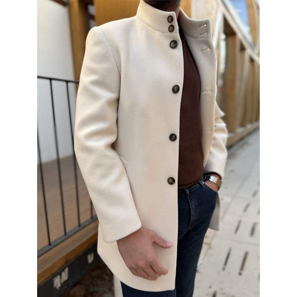 Erkek Classic Slim Fit Kaşe Kaban 