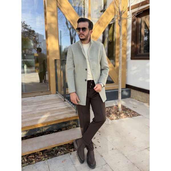 Erkek Classic Slim Fit Kaşe Kaban 