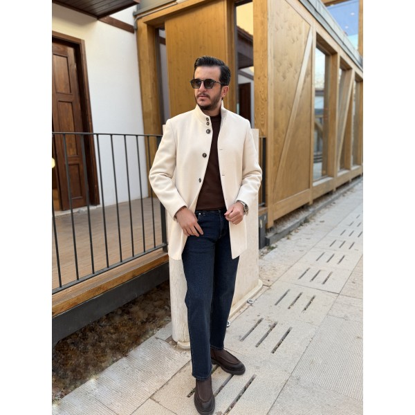 Erkek Classic Slim Fit Kaşe Kaban 