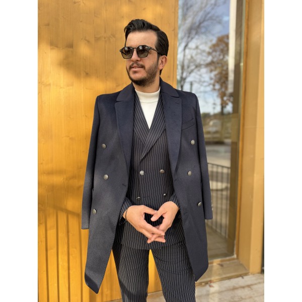 Erkek Premium Slim Fit Kaşe Kaban