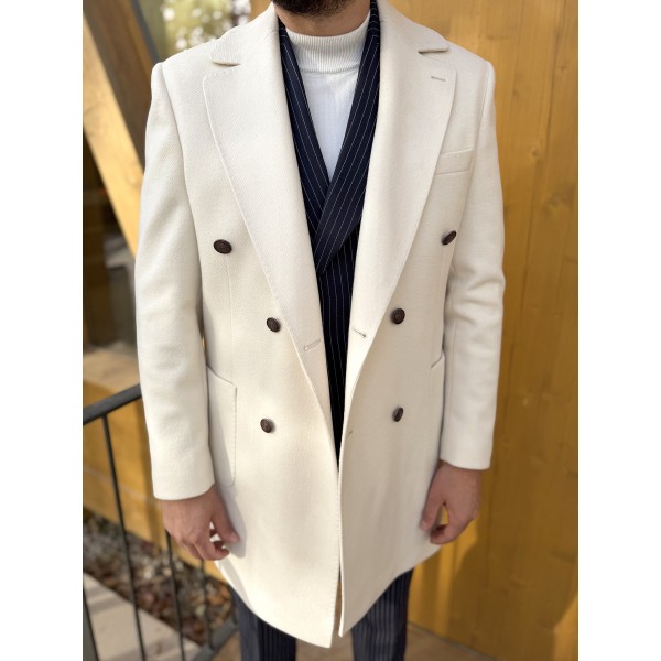 Erkek Premium Slim Fit Kaşe Kaban
