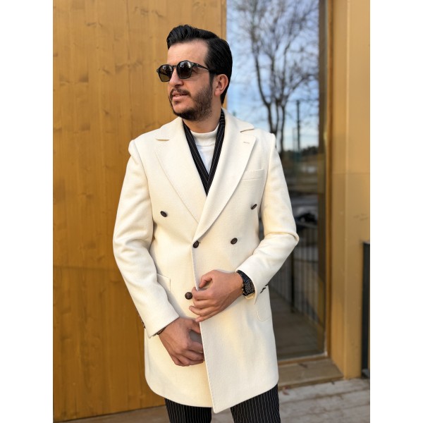 Erkek Premium Slim Fit Kaşe Kaban