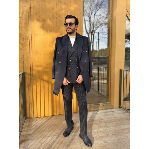 Erkek Premium Slim Fit Kaşe Kaban