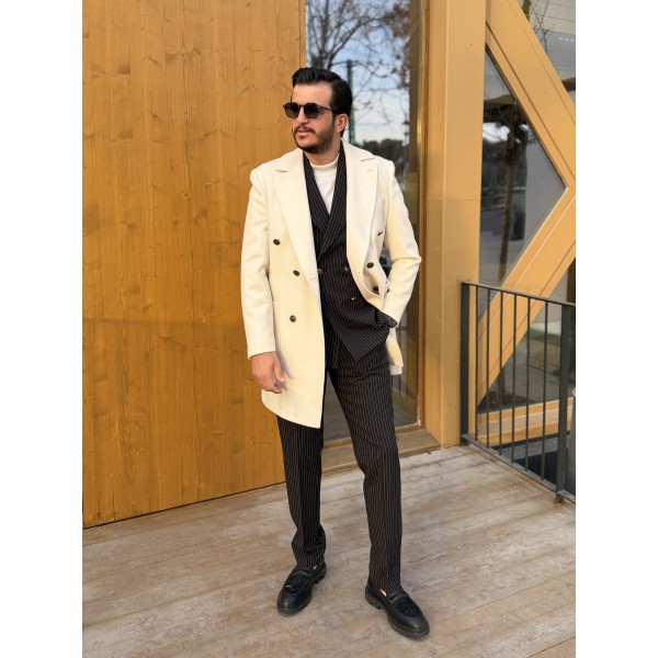 Erkek Premium Slim Fit Kaşe Kaban