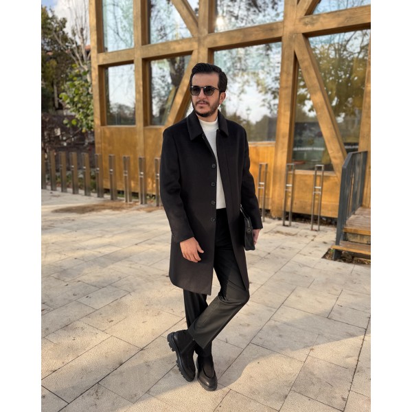 Erkek Prestige Collection Yün Kaşe Kaban Gizli D...