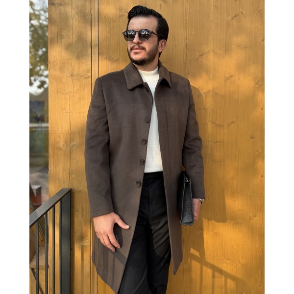 Erkek Prestige Collection Yün Kaşe Kaban Gizli Düğme