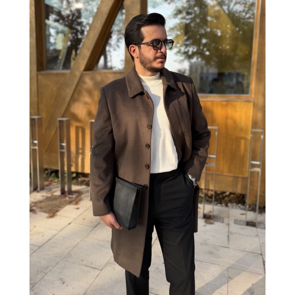 Erkek Prestige Collection Yün Kaşe Kaban Gizli Düğme