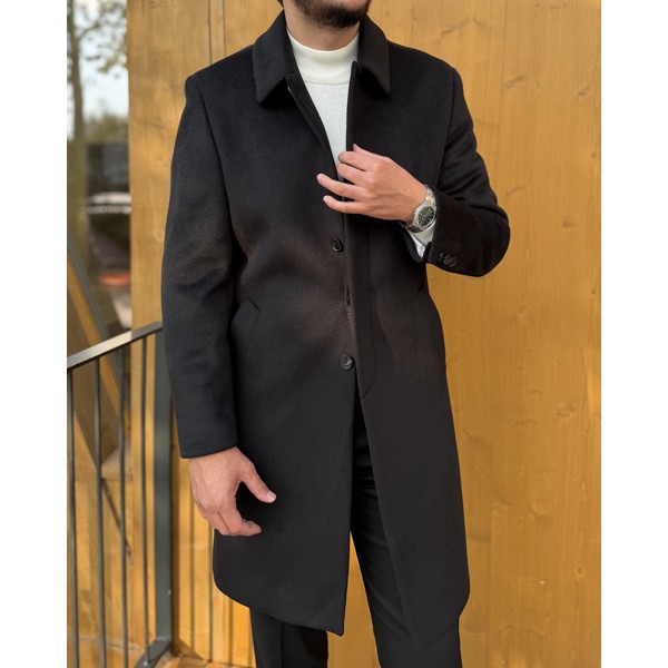 Erkek Prestige Collection Yün Kaşe Kaban Gizli Düğme