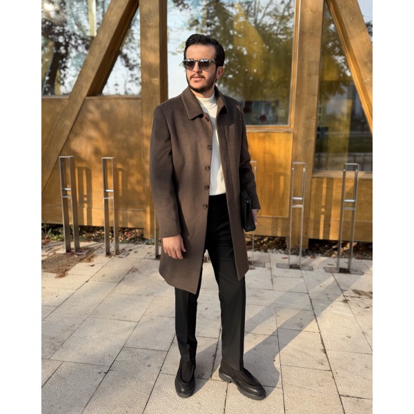 Erkek Prestige Collection Yün Kaşe Kaban Gizli Düğme