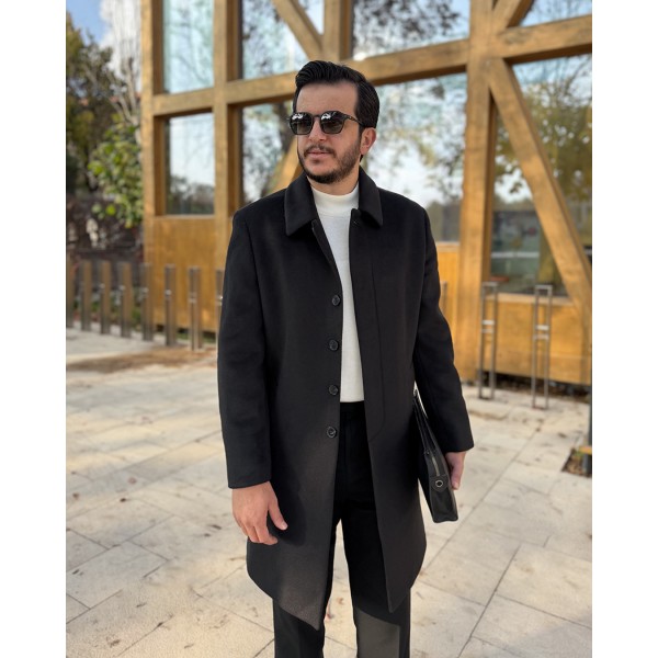 Erkek Prestige Collection Yün Kaşe Kaban Gizli Düğme