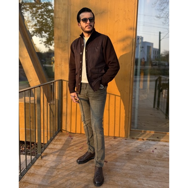 Nubuk Touch Detaylı Triko Mont