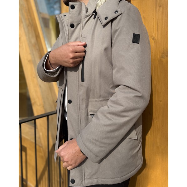 Casual Comfort Erkek Bej Kapüşonlu Mont