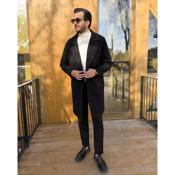 Erkek Oversize Ivory Flow Uzun Kaşe Kaban