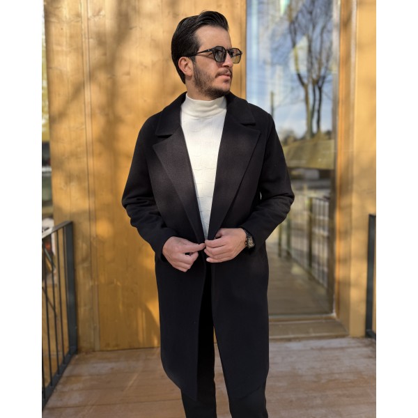 Erkek Oversize Ivory Flow Uzun Kaşe Kaban