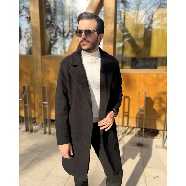 Erkek Oversize Ivory Flow Uzun Kaşe Kaban