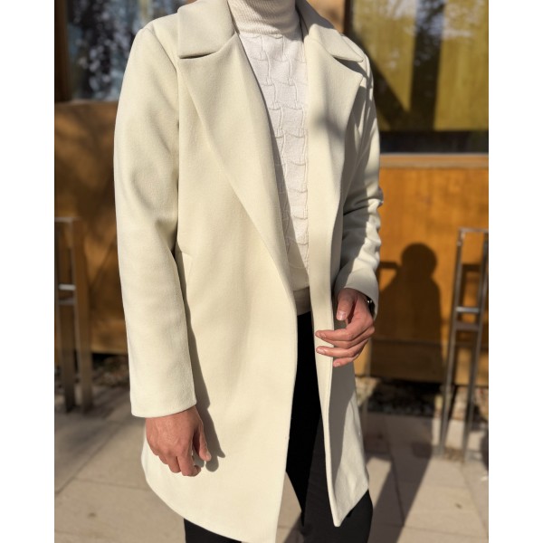 Erkek Oversize Ivory Flow Uzun Kaşe Kaban