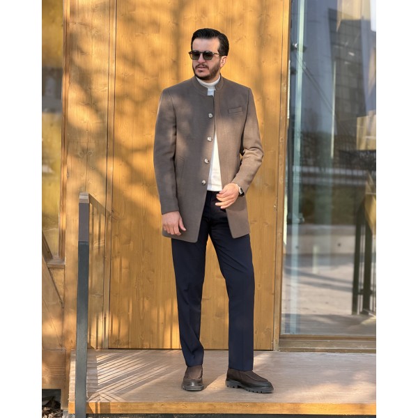 Hakim Yaka Slim Fit Erkek Kaşe Kaban
